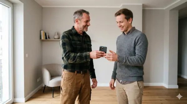 Online-Marketing für Handwerker - zufriedener Kunde hinterlässt nach dem Auftrag eine Bewertung