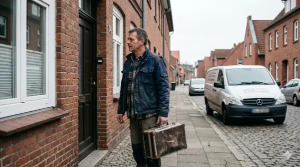 Online-Marketing für Handwerker - Handwerker kommt mit Werkzeugkoffer beim Kunden an