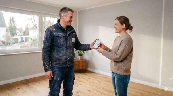 Online-Marketing für Handwerker - Handwerker fotografiert sein fertiges Projekt für einen Beitrag