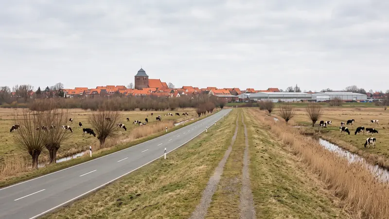 Webdesign Boizenburg: Anfahrt über die flache Elbniederung nach Boizenburg/Elbe – Websites für Betriebe an der Landesgrenze