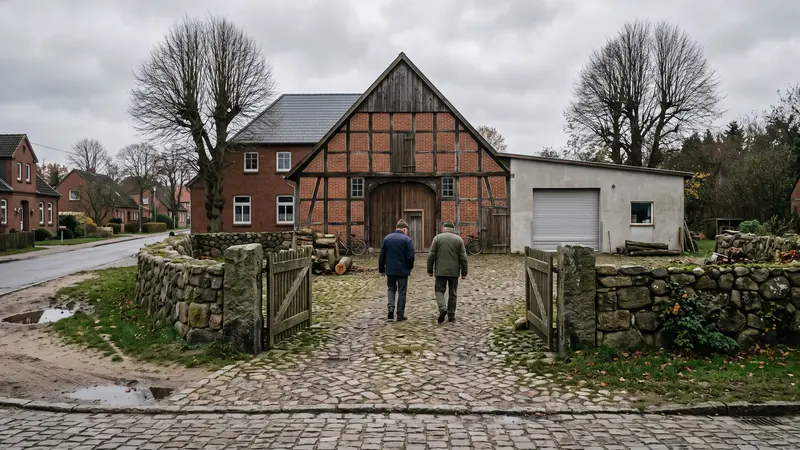 Webdesign Schleswig-Holstein: Hofanlage mit Werkstattanbau an der Dorfstraße in Witzeeze im Kreis Herzogtum Lauenburg