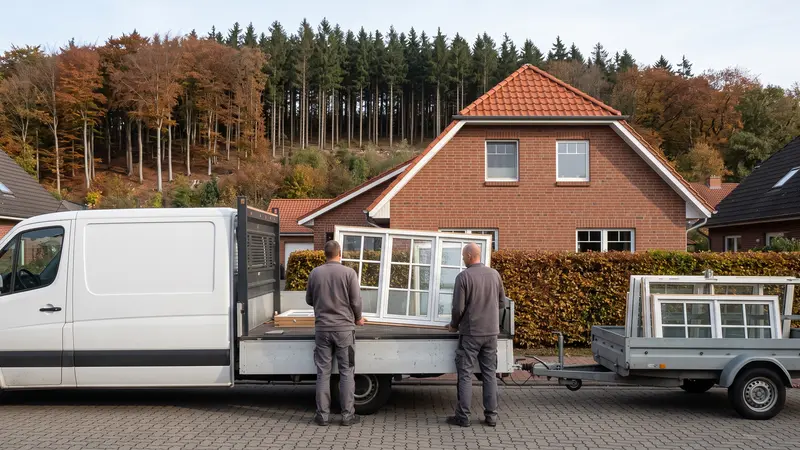 Webdesign Trittau: Fenstermontage an einem Klinkerhaus in Trittau – Websites für Bauhandwerk im Kreis Stormarn