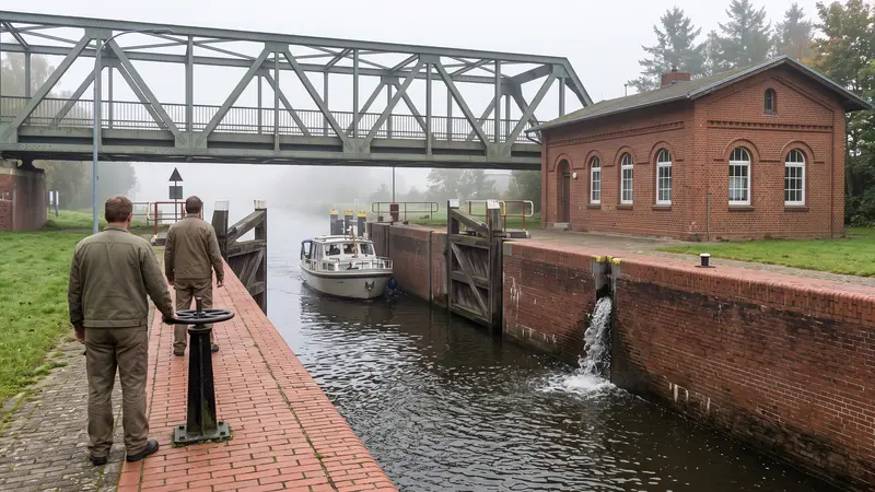 Webdesign Witzeeze: Handbetrieb an der Schleuse Witzeeze am Elbe-Lübeck-Kanal, seit 1900 in Betrieb