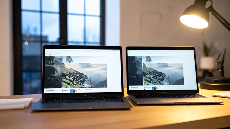 Zwei Laptops mit derselben Website – WordPress schneller machen, jede Änderung erst in der Testkopie