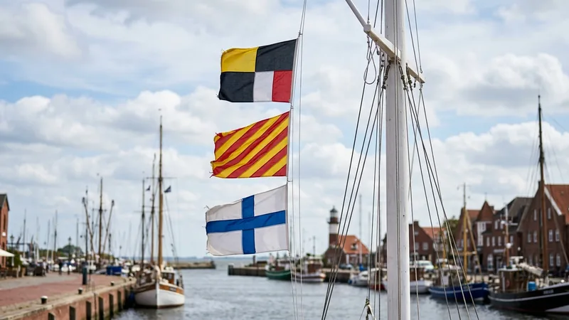 Drei Signalflaggen übereinander an einem Signalmast im Hafen – SPF, DKIM und DMARC prüfen