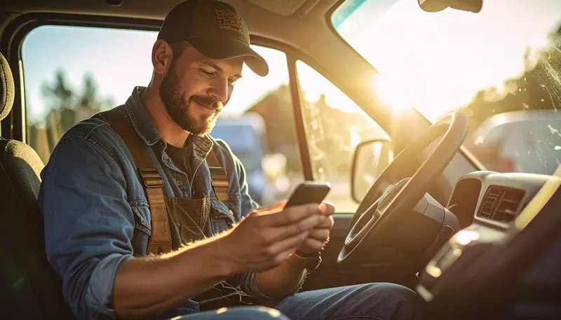 Handwerker erhält Kundenanfrage durch Google Ads Werbung auf dem Smartphone - Online Marketing für Handwerksbetriebe