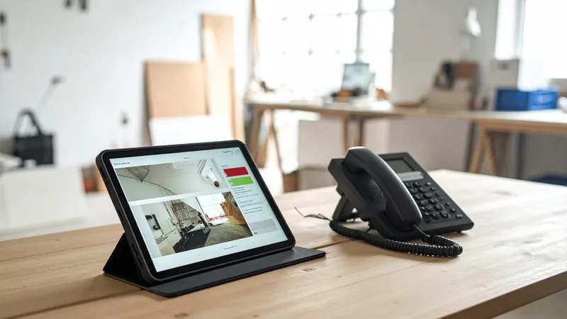 Tablet mit Stellenseite neben dem Bürotelefon – was auf die Karriereseite eines Handwerksbetriebs gehört