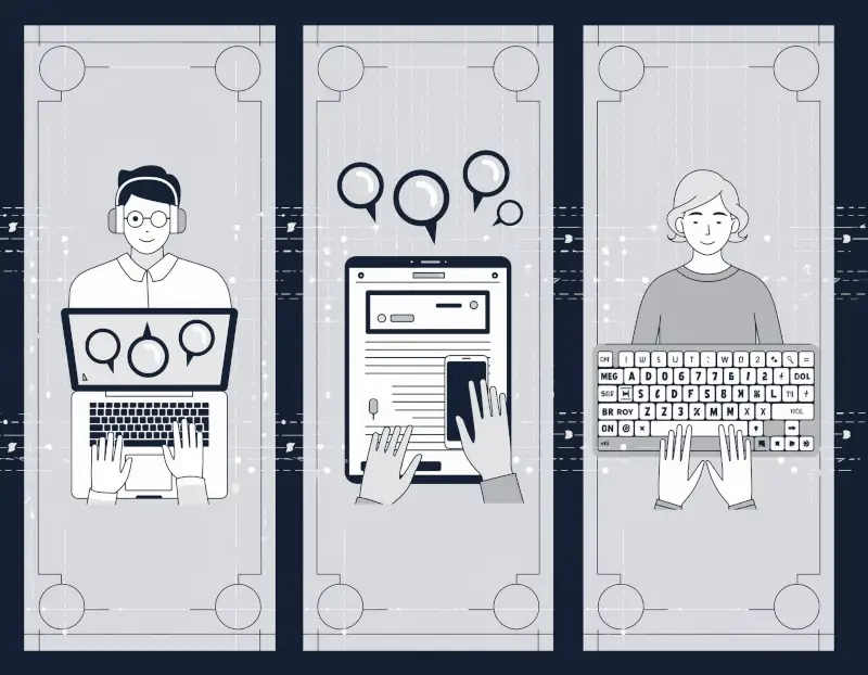 Diverse Menschen nutzen digitale Geräte - Barrierefreiheit für alle