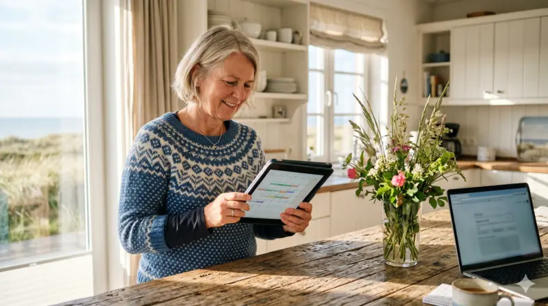 Ferienwohnung bei Google eintragen - Gastgeberin pflegt Profil und Direktbuchungen am Belegungskalender