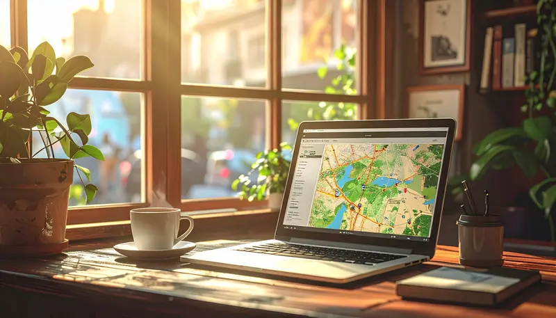 Lokale Sichtbarkeit aufbauen - Google Unternehmensprofil auf Tablet mit Kartenansicht