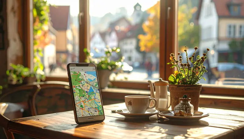 Lokale Sichtbarkeit aufbauen - Smartphone zeigt lokale Suchergebnisse für Unternehmen