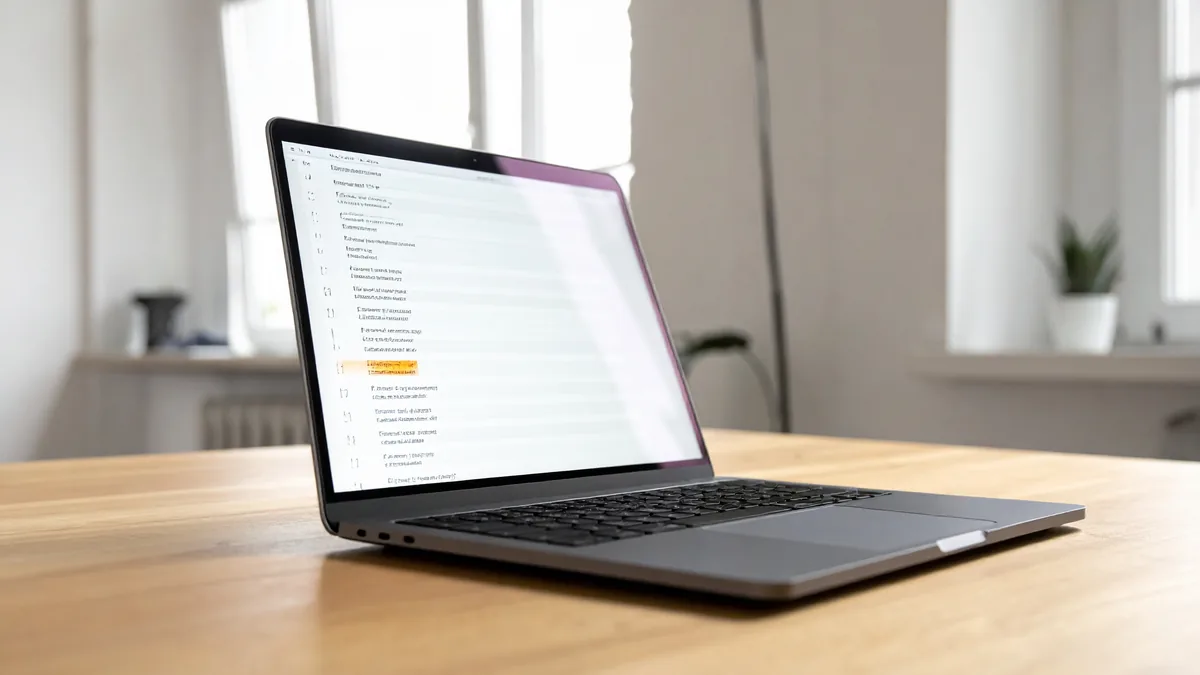 Laptop mit Plugin-Liste und markierter Zeile – nach einer Meldung Sicherheitslücken in WordPress-Plugins prüfen